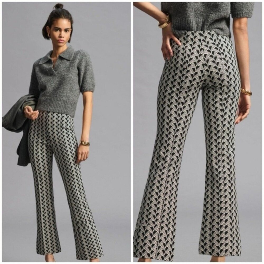 Anthropologie Maeve Patterned Flare Crop Pants